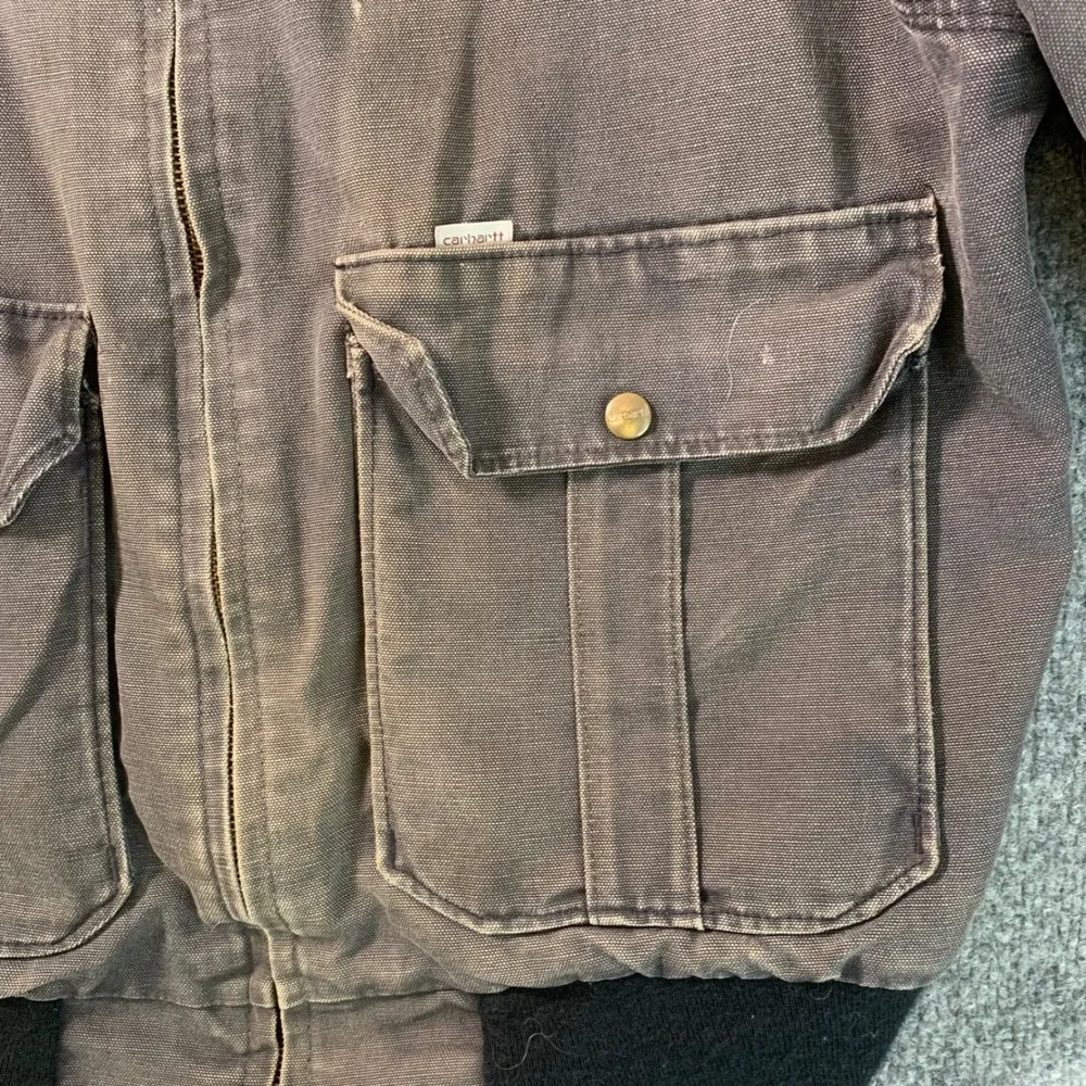 Carhartt Vintage Duck Canvas Bomber Jacket Gray Corduroy Collar  XL